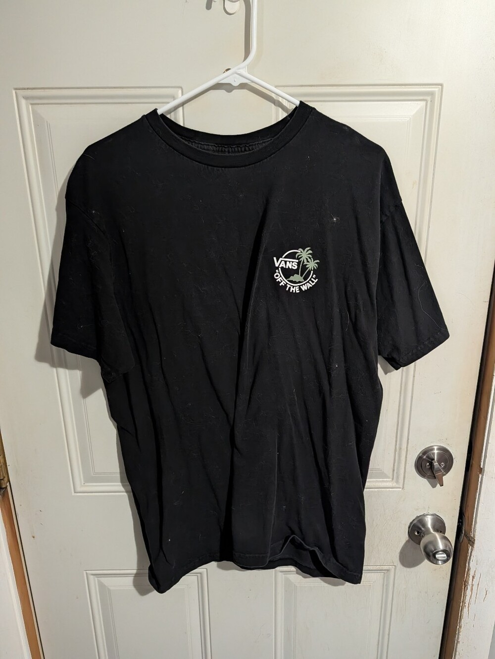 Vans Black Short Sleeve Tee with Small Palm 'Off The Wall' Logo